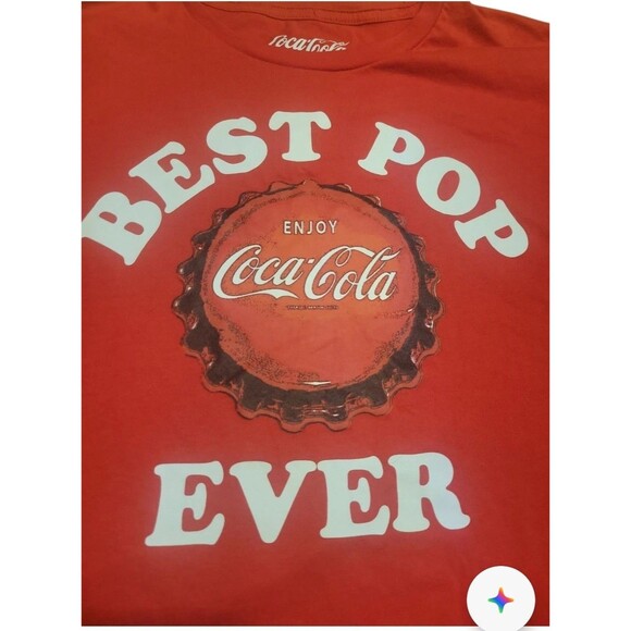 Coca-Cola Men’s T-Shirt Large Red Bottle Cap Best Pop Ever Graphic Tee - Picture 3 of 5